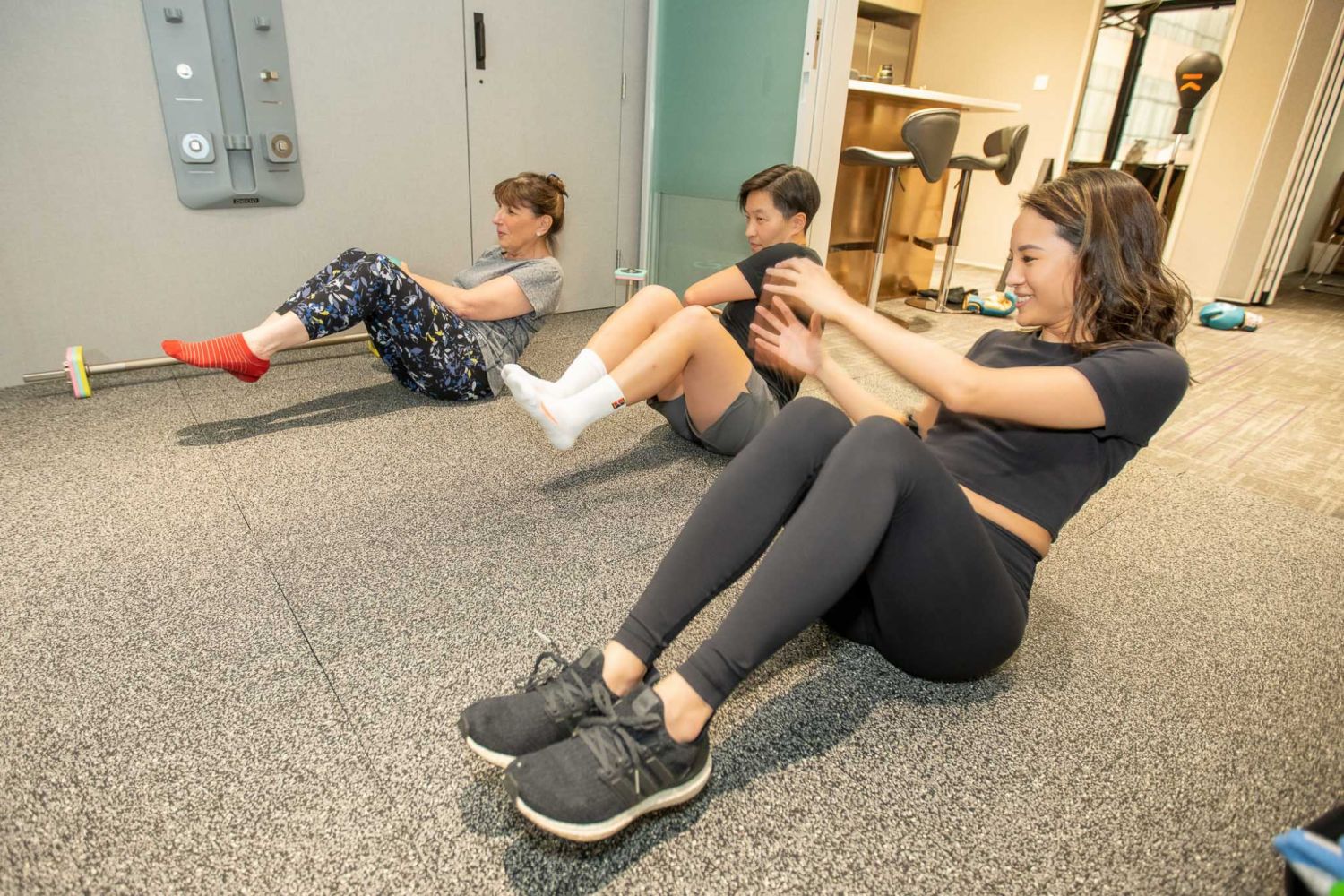 Working out with colleagues in the office