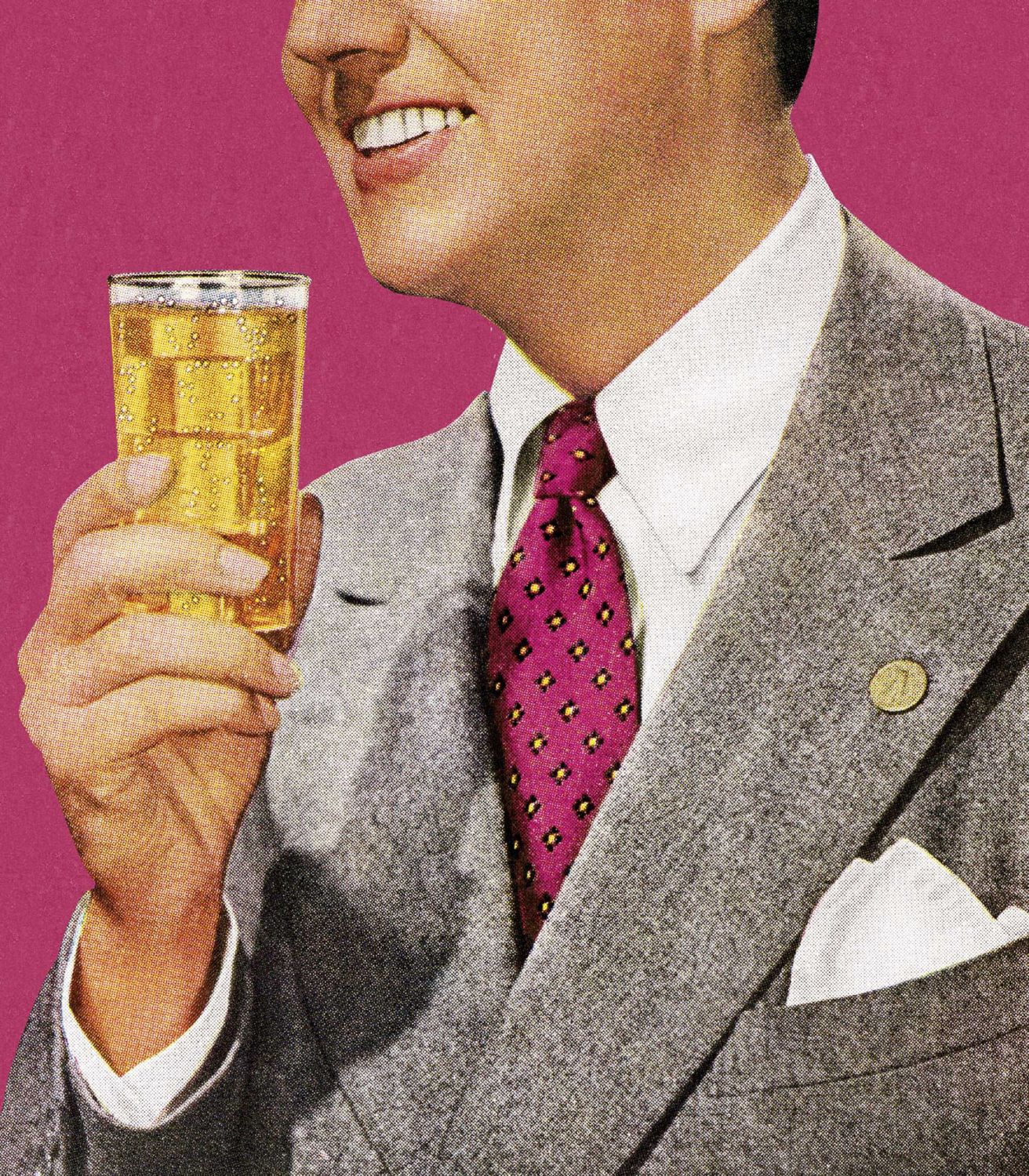 Man in Grey Suit Holding Drink