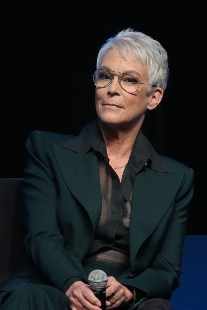 NEW YORK, NEW YORK - OCTOBER 09: Jamie Lee Curtis speaks onstage during the 2022 New Yorker Festival at SVA Theatre on October 09, 2022 in New York City. (Photo by Bennett Raglin/Getty Images for The New Yorker)