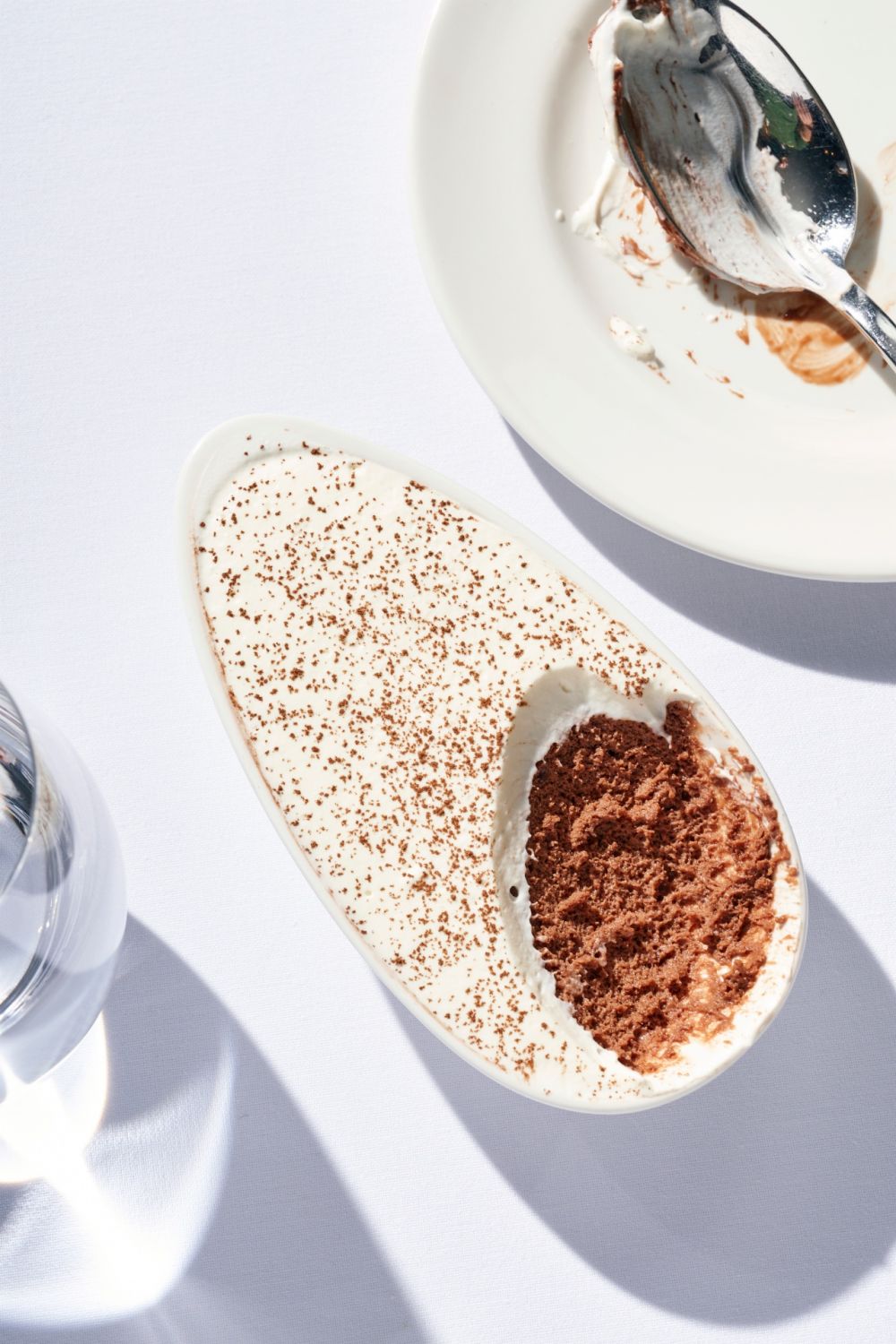 The dark chocolate mousse, with layers of chocolate, cream, and coffee