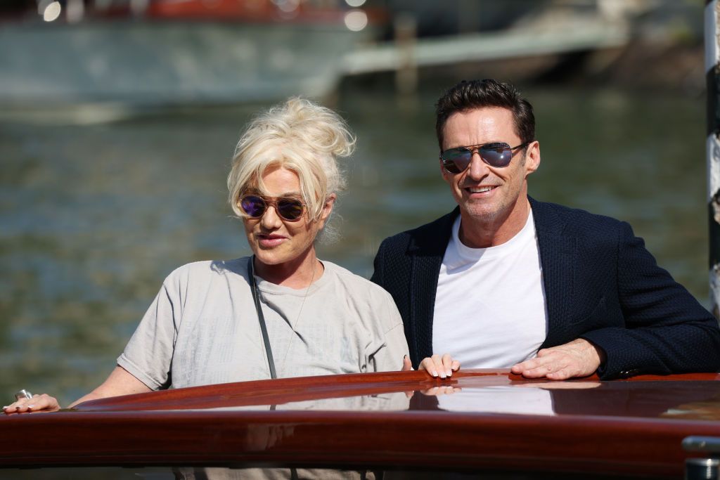 VENICE, ITALY - SEPTEMBER 06: Deborra-Lee Furness and Hugh Jackman arrive at the Hotel Excelsior during the 79th Venice International Film Festival on September 06, 2022 in Venice, Italy. (Photo by Pascal Le Segretain/Getty Images)