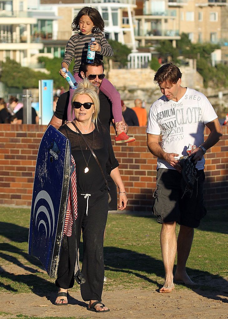 Hugh Jackman and Deborra Lee Furness take their children Oscar and Ava to Bondi Beach on July 14, 2012 in Sydney, Australia.