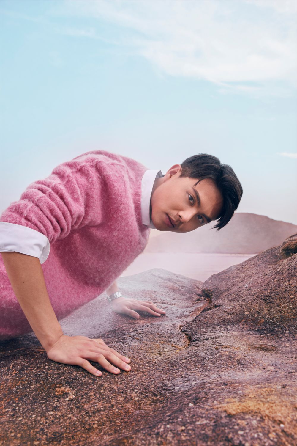 Emporio Armani shirt; Helmut Lang sweater, available at The Outnet; Hon’s own watch (Photo: Affa Chan/Tatler Hong Kong)