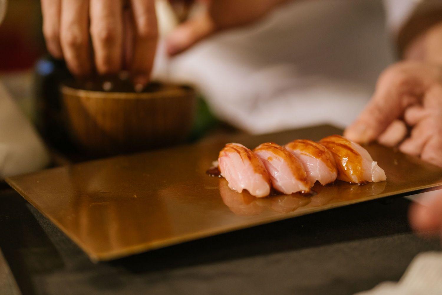 Ronii Lee's mekajiki (swordfish) was served with a deep and rich gochujang glaze