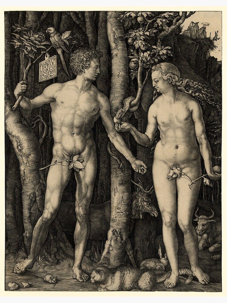 德國藝術家杜勒(Albrecht Dürer)在1504 年創作的版畫描繪了亞當夏娃受到蘋果的誘惑。
