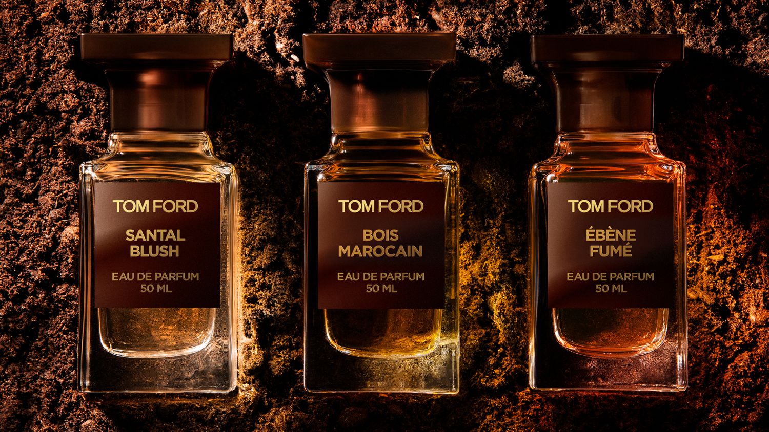 Tom Ford頂級木質香調:雪松秘境、神秘聖木、忘憂神檀,各30ml/NT$5,800;50ml/NT$9,100
