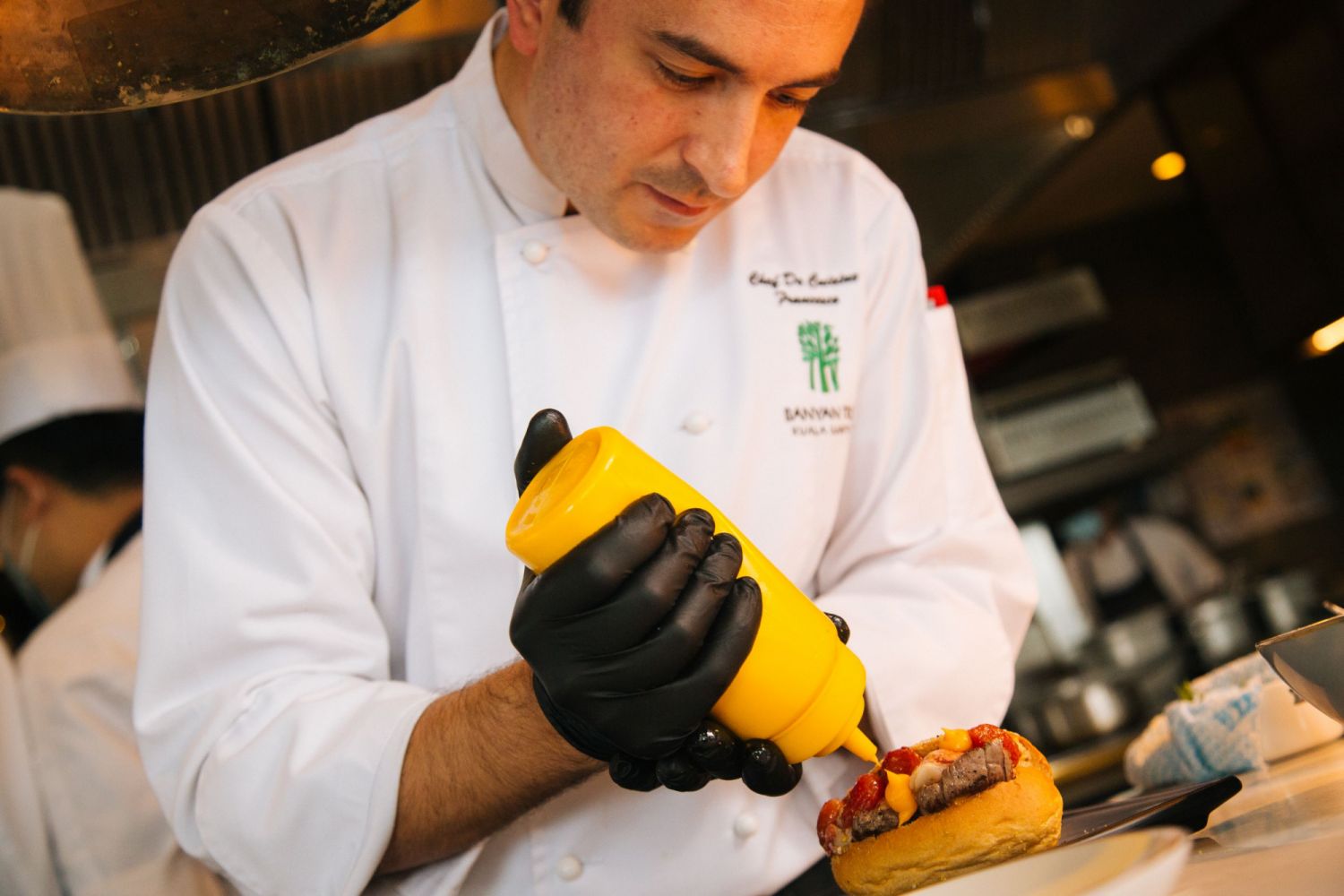 Fedrighi prepping his surf and turf roll