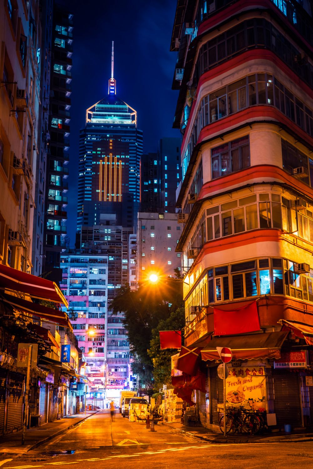 Night street in Wanchai, Hong Kong