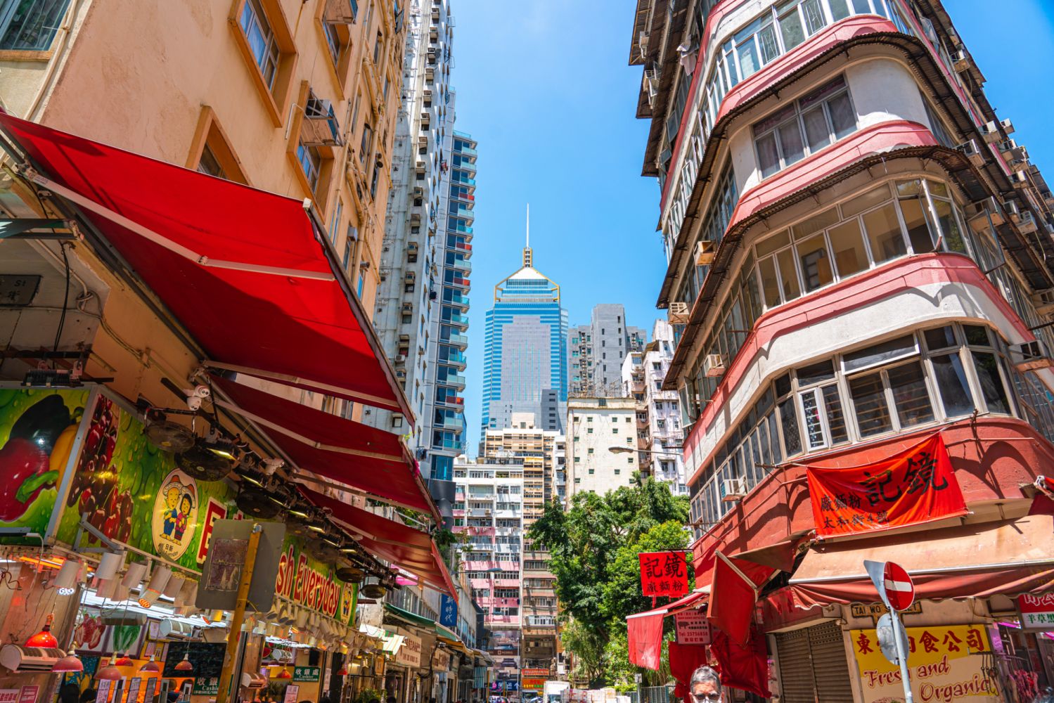 View of the street in Wan Chai district, Hong Kong