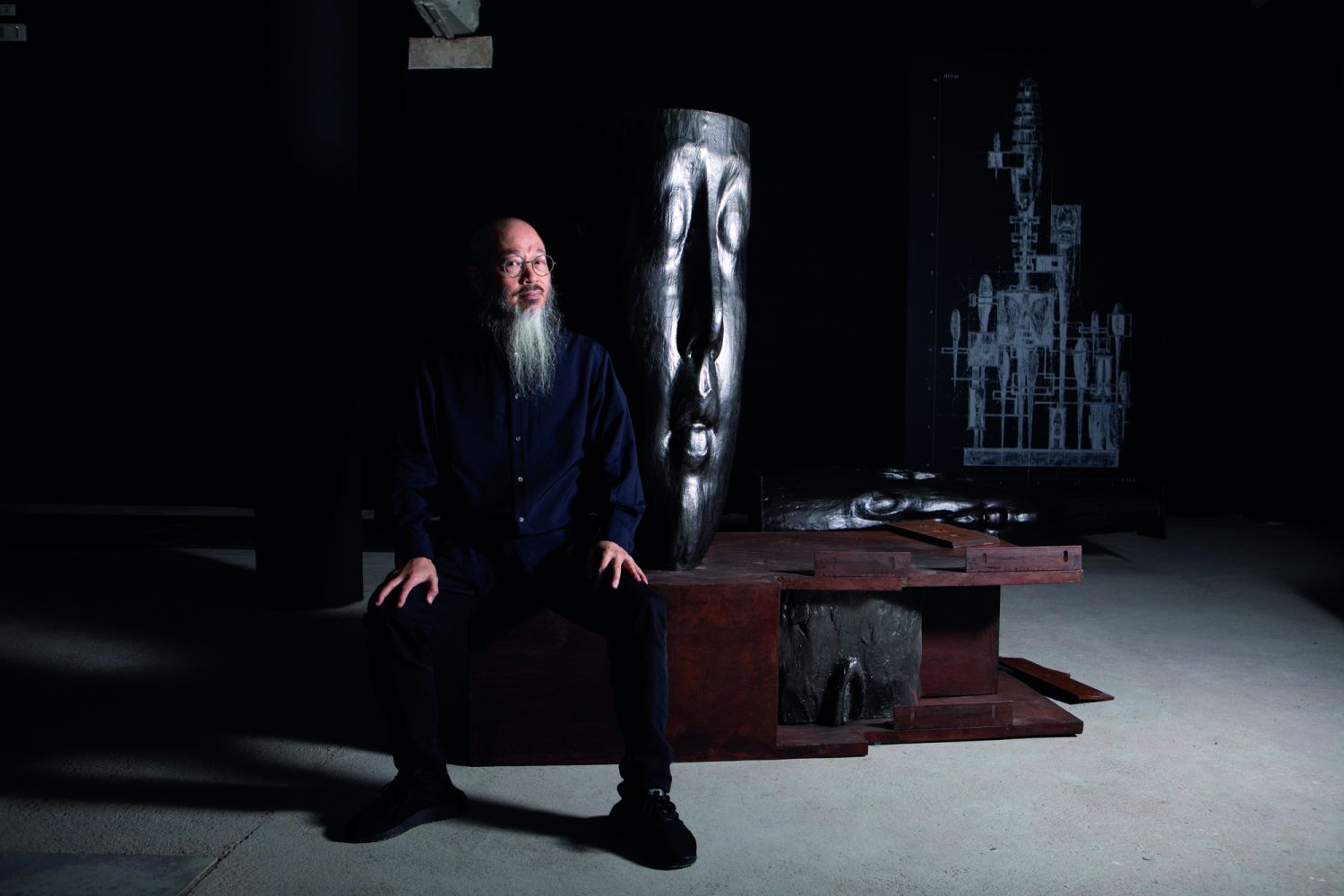 Wallace Chan at his exhibition Totem, Photo: Massimo Pistore