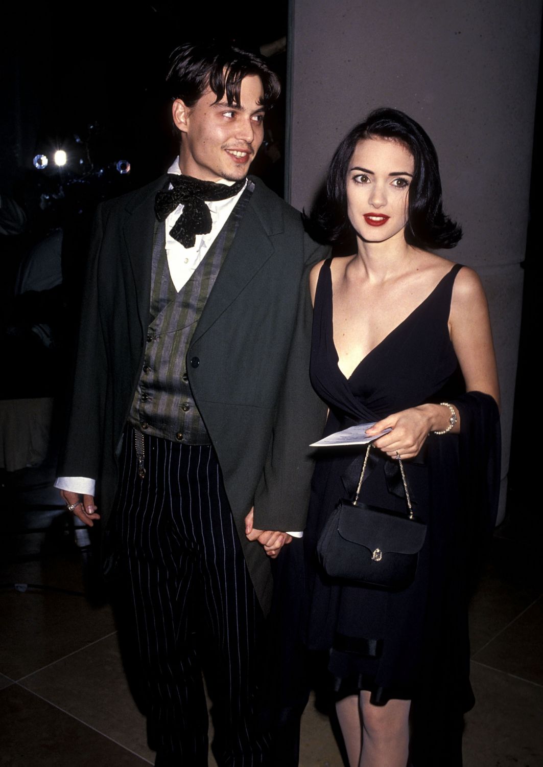 BEVERLY HILLS,CA - JANUARY 19: Actor Johnny Depp and actress Winona Ryder attend the 48th Annual Golden Globe Awards on January 19, 1991 at Beverly Hilton Hotel in Beverly Hills, California. (photo by Ron Galella, Ltd./Ron Galella Collection via Getty Images)