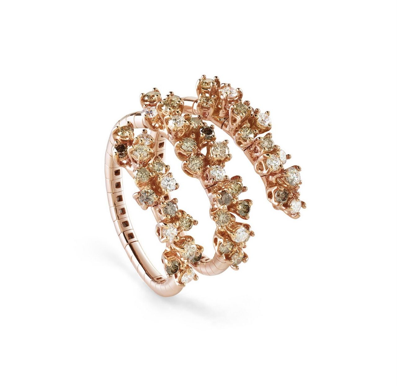 DAMIANI Mimosa 18K玫瑰金鑲鑽戒指