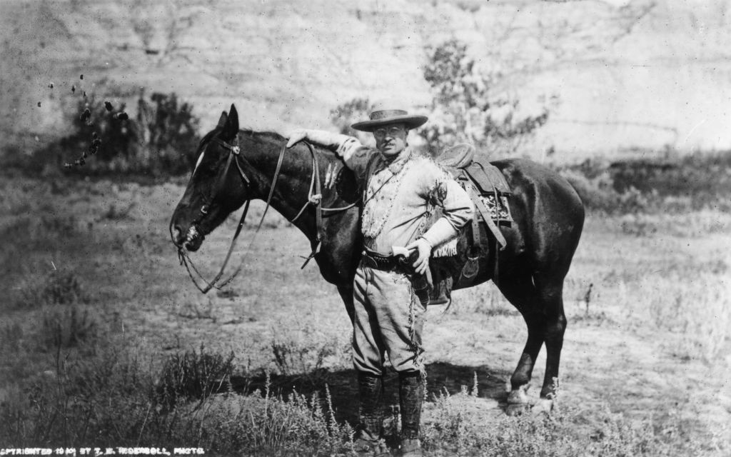 1885: American politician and future President of the United States of America, Theodore Roosevelt (1858 - 1919) during a visit to the Badlands of Dakota after the death of his first wife. Original Artwork: Photo by T W Ingersoll. (Photo by MPI/Getty Images)