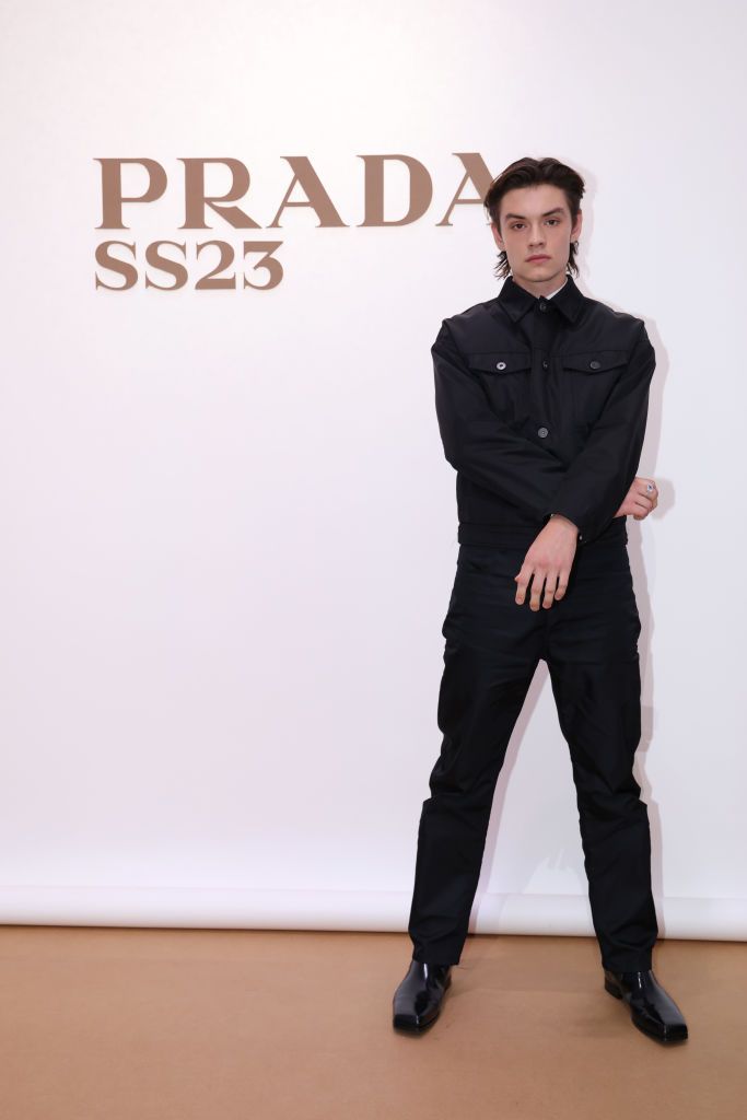 MILAN, ITALY - JUNE 19: Louis Partridge attends Prada Spring/Summer 2023 Menswear Fashion Show on June 19, 2022 in Milan, Italy. (Photo by Vittorio Zunino Celotto/Getty Images for Prada)