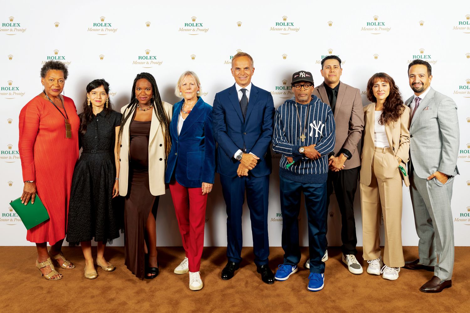 參與 2020 至 2022 年度勞力士創藝推薦資助計畫的導生: Carrie Mae Weems、Camila Rodríguez Triana、Whitney White、Phyllida Lloyd、 Rolex 執行長 Jean-Frédéric Dufour、Spike Lee、Kyle Bell、San Martín、Miranda