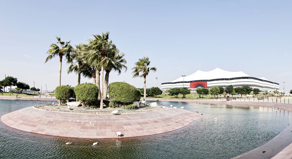 AL KHOR, QATAR - NOVEMBER 02: A view of Al Bayt Stadium, ahead of the 2022 FIFA World Cup in Al Khor, Qatar on November 02, 2022. Al Bayt Stadium is with a capacity of 60 thousand people, this stadium is inspired by the tents called "byt al sha'ar" used by the local people for many years. (Photo by Mohammed Dabbous/Anadolu Agency via Getty Images)