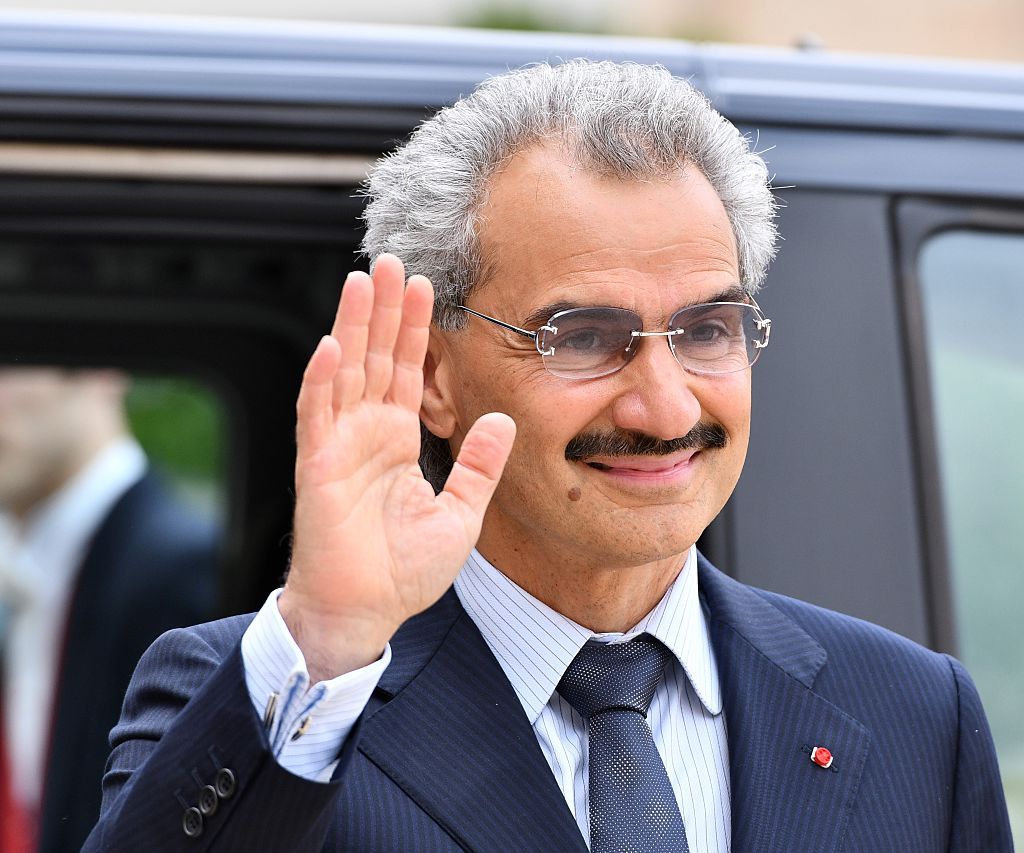 PARIS, FRANCE - SEPTEMBER 8:  Member of the Saudi royal family Al-Waleed Bin Talal bin Abdulaziz al Saud meets French President Francois Hollande (not seen) at Elysee Palace in Paris, France on September 8, 2016. (Photo by Mustafa Yalcin/Anadolu Agency/Getty Images)
