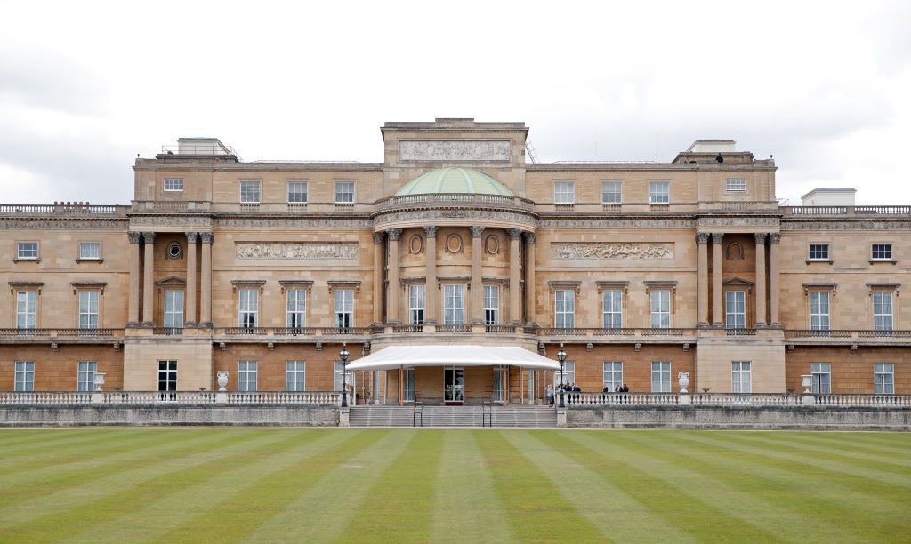 LONDON, UNITED KINGDOM - JUNE 03: (EMBARGOED FOR PUBLICATION IN UK NEWSPAPERS UNTIL 24 HOURS AFTER CREATE DATE AND TIME) A general view of the rear and west terrace of Buckingham Palace and garden ahead of the Ceremonial Welcome for U.S. President Donald Trump on day 1 of his State Visit to the UK on June 3, 2019 in London, England. President Trump's three-day state visit will include lunch with the Queen, and a State Banquet at Buckingham Palace, as well as business meetings with the Prime Minister and the