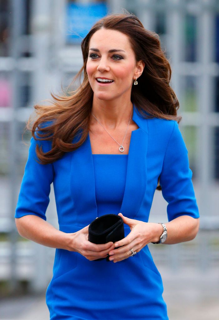 EALING, UNITED KINGDOM - FEBRUARY 14: (EMBARGOED FOR PUBLICATION IN UK NEWSPAPERS UNTIL 48 HOURS AFTER CREATE DATE AND TIME) Catherine, Duchess of Cambridge arrives at Northolt High School to officially open The ICAP Art Room on February 14, 2014 in Ealing, England. (Photo by Max Mumby/Indigo/Getty Images)