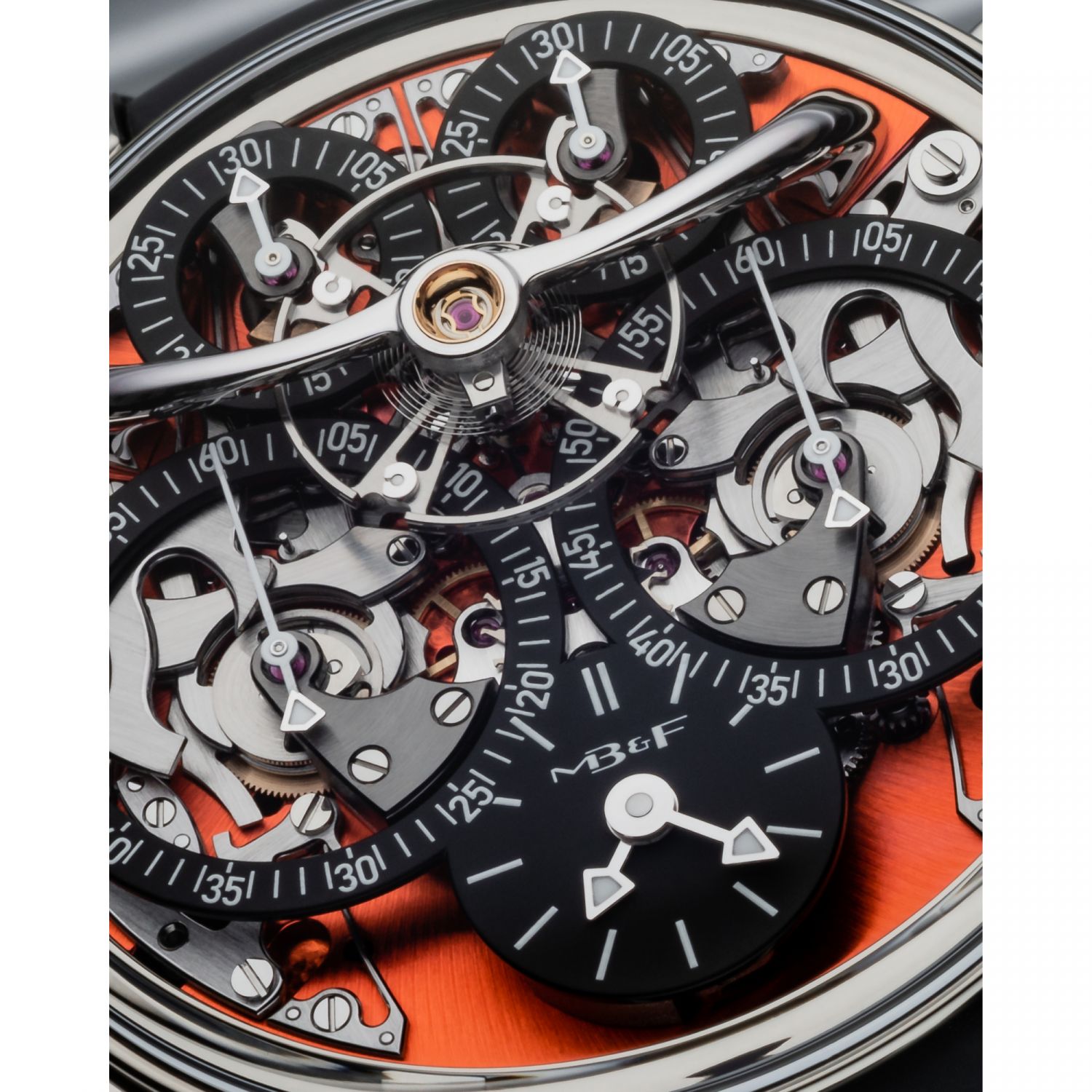 A close-up of LM Sequential EVO with its multiple indicators including two chronographs