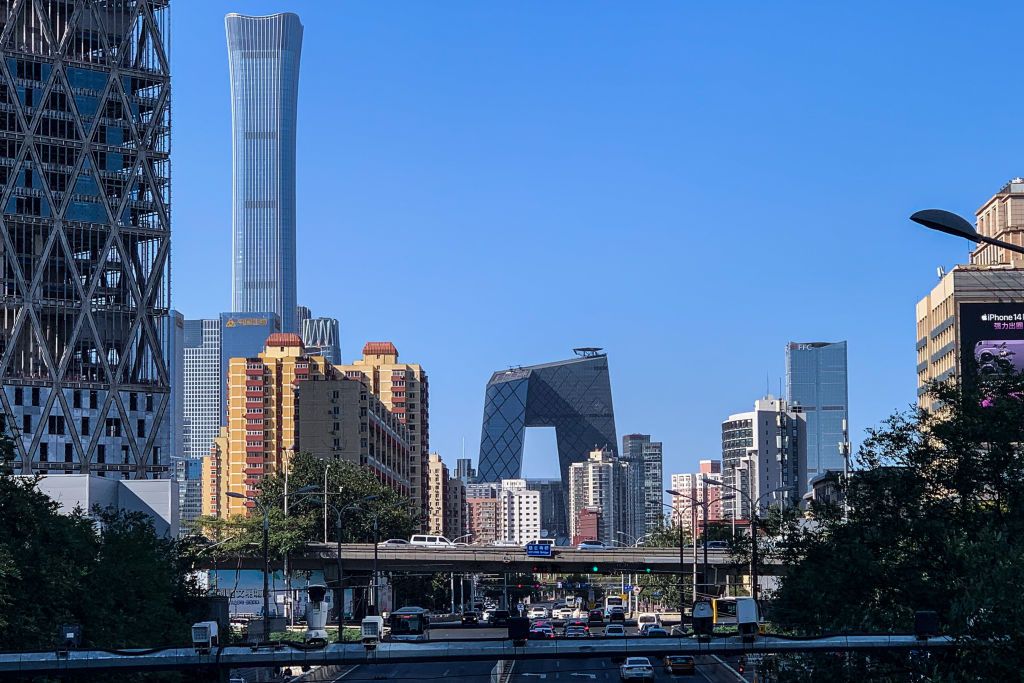 BEIJING, CHINA - NOVEMBER 2: A view of the China Zun on November 2, 2022 in Beijing, China. CITIC Tower (otherwise known as China Zun) is a supertall skyscraper in the Central Business District of Beijing. The 109-story, 528 m (1,732 ft) building is the tallest in the city. (Photo by Stringer/Anadolu Agency via Getty Images)