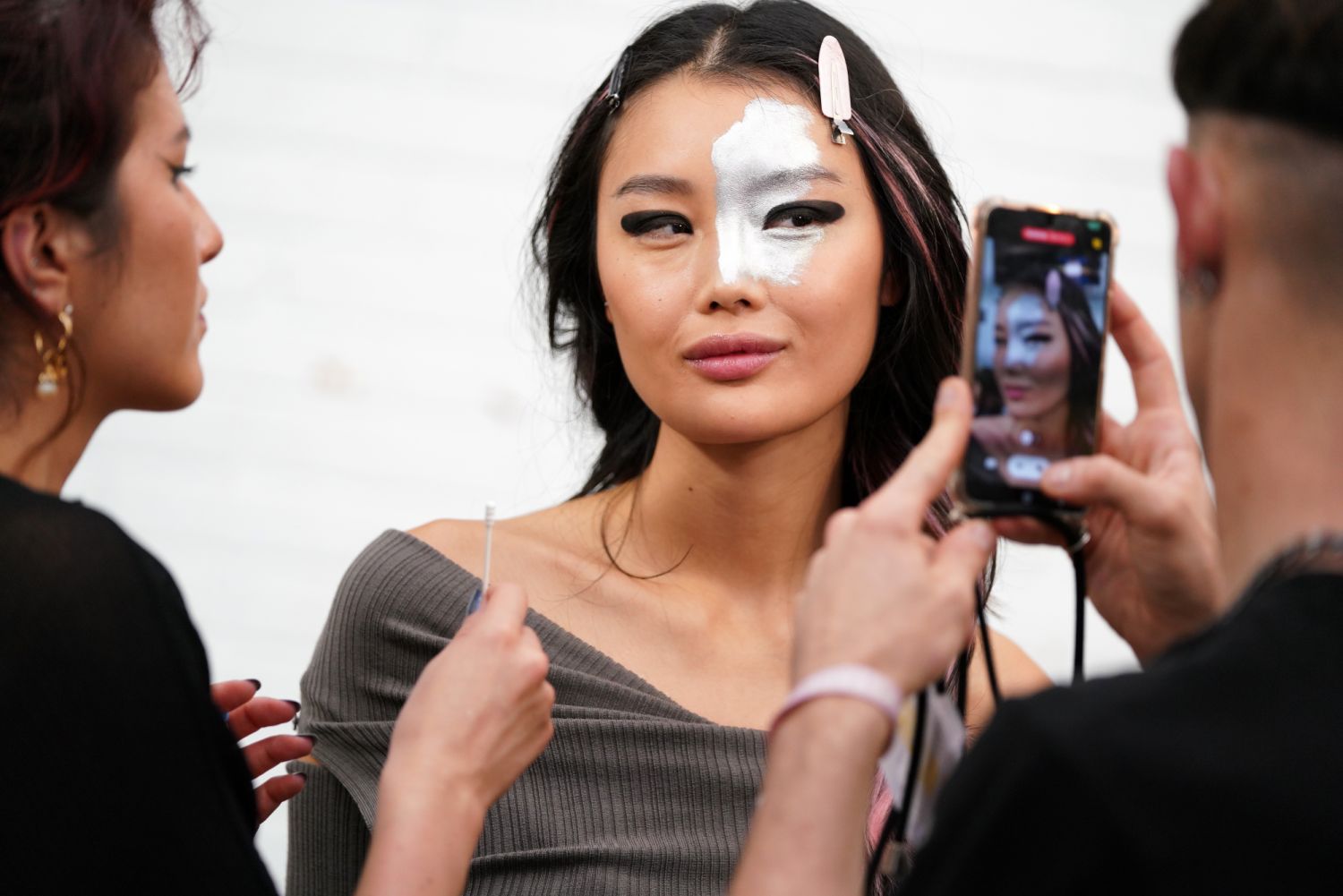 PARIS, FRANCE - OCTOBER 02: Mei Jiang poses backstage prior to the "Le Defile Walk Your Worth" By L'Oreal Paris Womenswear Spring/Summer 2023 show as part of Paris Fashion Week on October 02, 2022 in Paris, France. (Photo by Francois Durand/Getty Images for L'Oréal Paris)