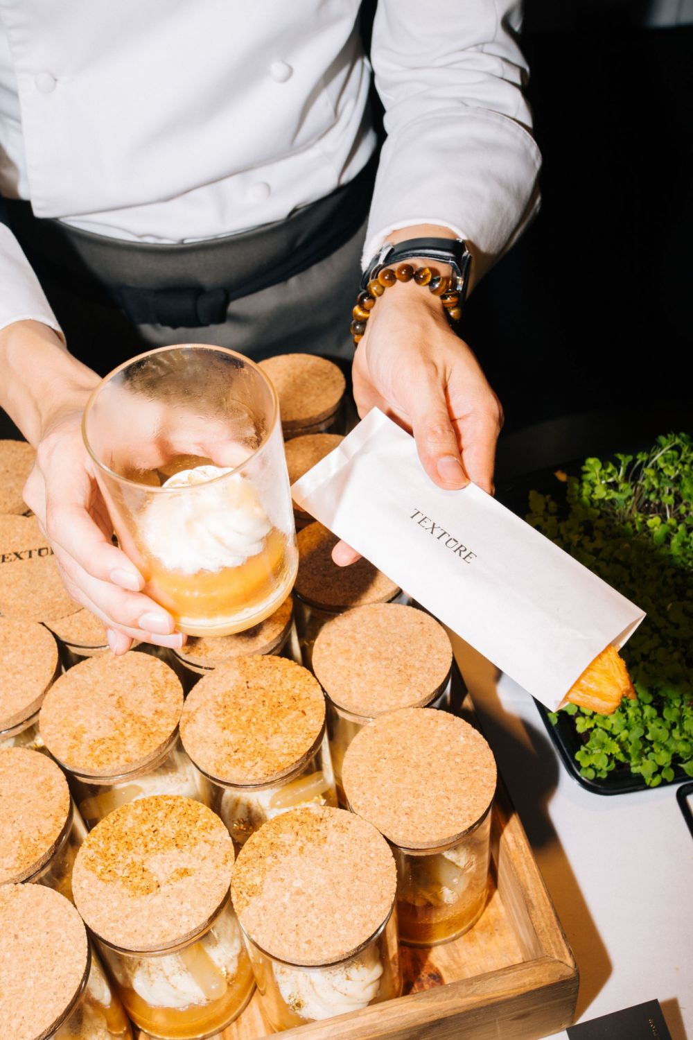 Chong Ko Wai's deconstructed apple tatin was accompanied with a crispy palmier stick for diners to dip into the jar.