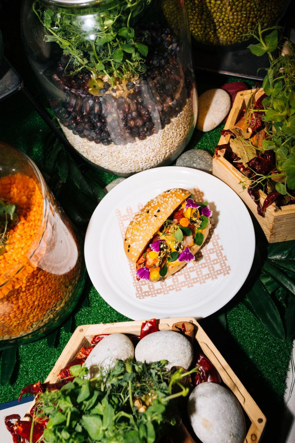 The steaks and lobsters for Francesco Fedrighi's surf and turf roll were freshly grilled right next to his booth.