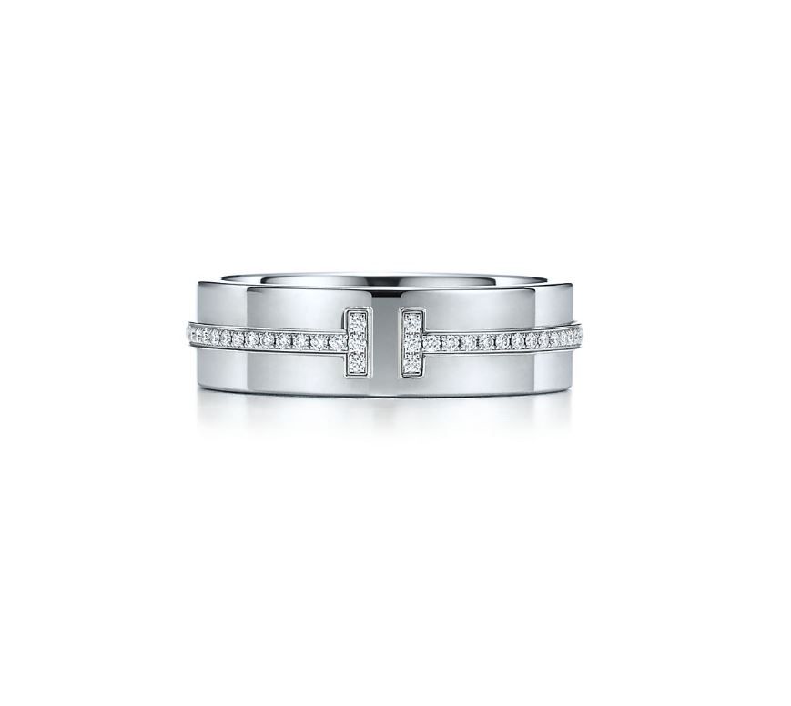 Tiffany T Two 18K白金鑲鑽戒指