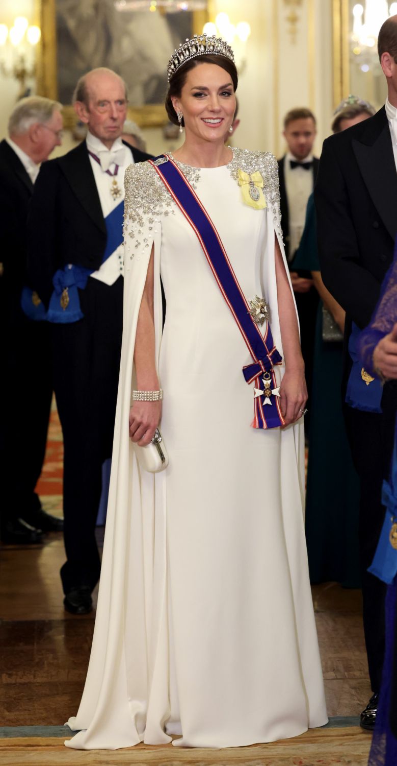 LONDON, ENGLAND - NOVEMBER 22: Catherine, Princess of Wales during the State Banquet at Buckingham Palace on November 22, 2022 in London, England. This is the first state visit hosted by the UK with King Charles III as monarch, and the first state visit here by a South African leader since 2010. (Photo by Chris Jackson/Getty Images)