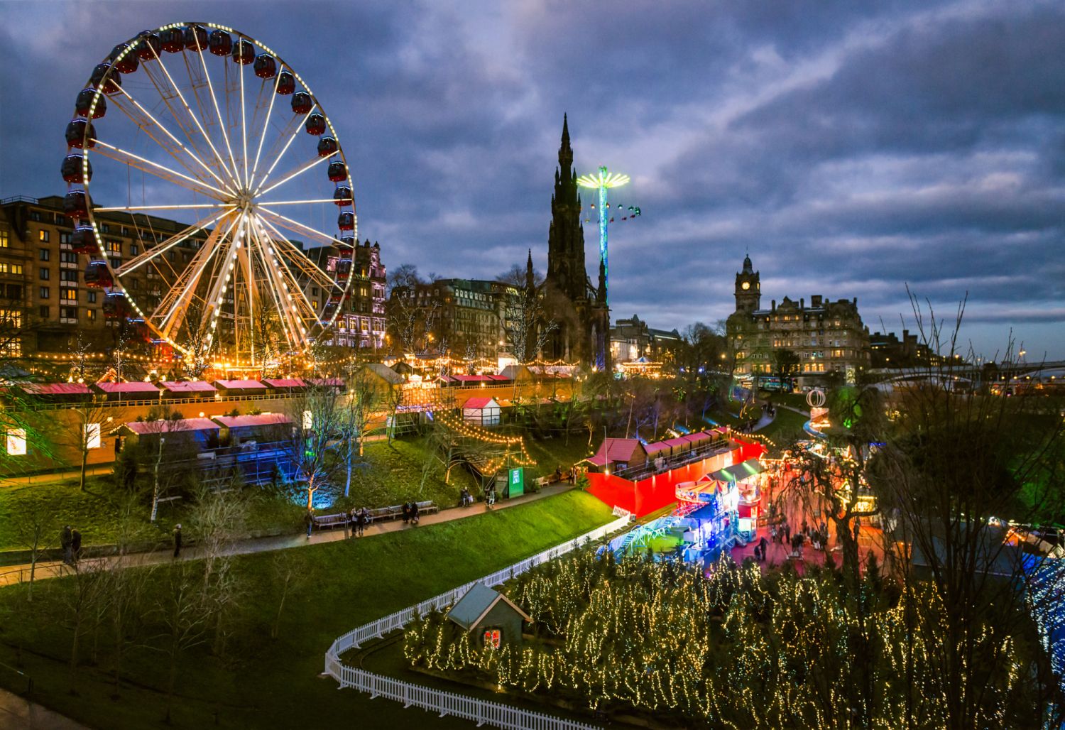 Christmas attractions and rides in Princes Street Gardens, and along Princes Street in Edinburgh's City Centre.