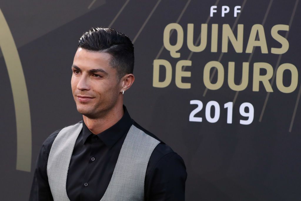 Portugal's and Juventus forward Cristiano Ronaldo  attends the Portuguese Football Federation "Quinas de Ouro 2019" awards ceremony at Carlos Lopes Hall in Lisbon, Portugal on September 2, 2019.  (Photo by Pedro FiÃºza/NurPhoto via Getty Images)