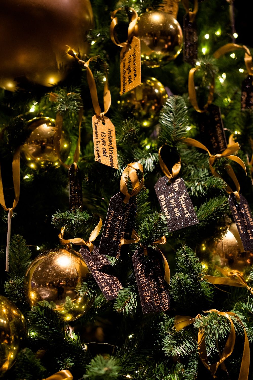 Children's name tags on the Christmas tree at Tatler Ball 2021 (Photo: Mango Loke/Tatler Malaysia)
