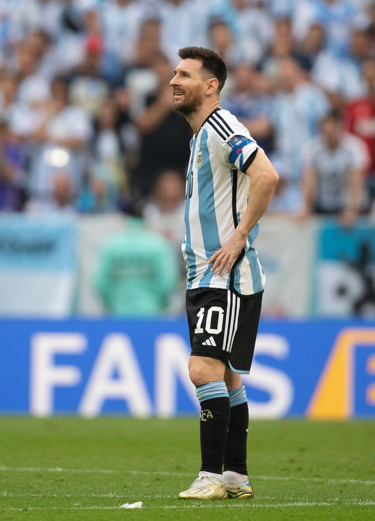 LUSAIL CITY, QATAR - NOVEMBER 22: Lionel Messi of Argentina during the FIFA World Cup Qatar 2022 Group C match between Argentina and Saudi Arabia at Lusail Stadium on November 22, 2022 in Lusail City, Qatar. (Photo by Visionhaus/Getty Images)
