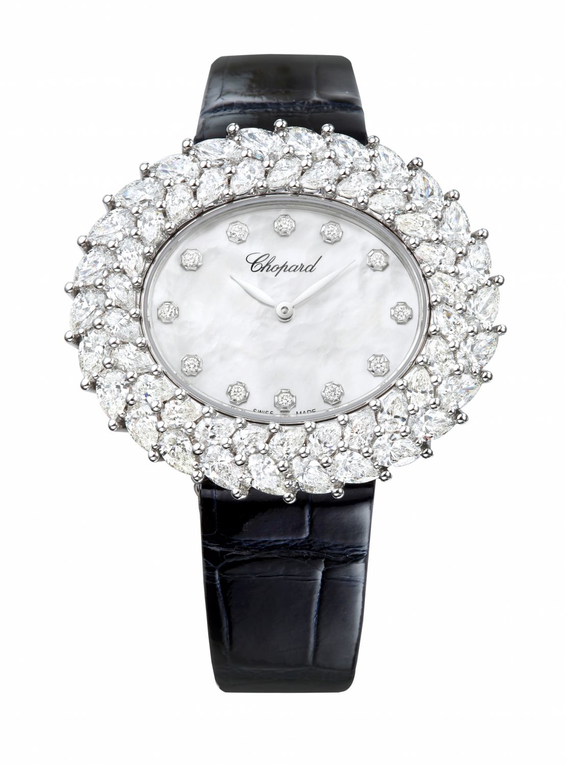 CHOPARD L‘Heure du Diamant 白金鑽石腕錶（珍珠母貝錶盤）