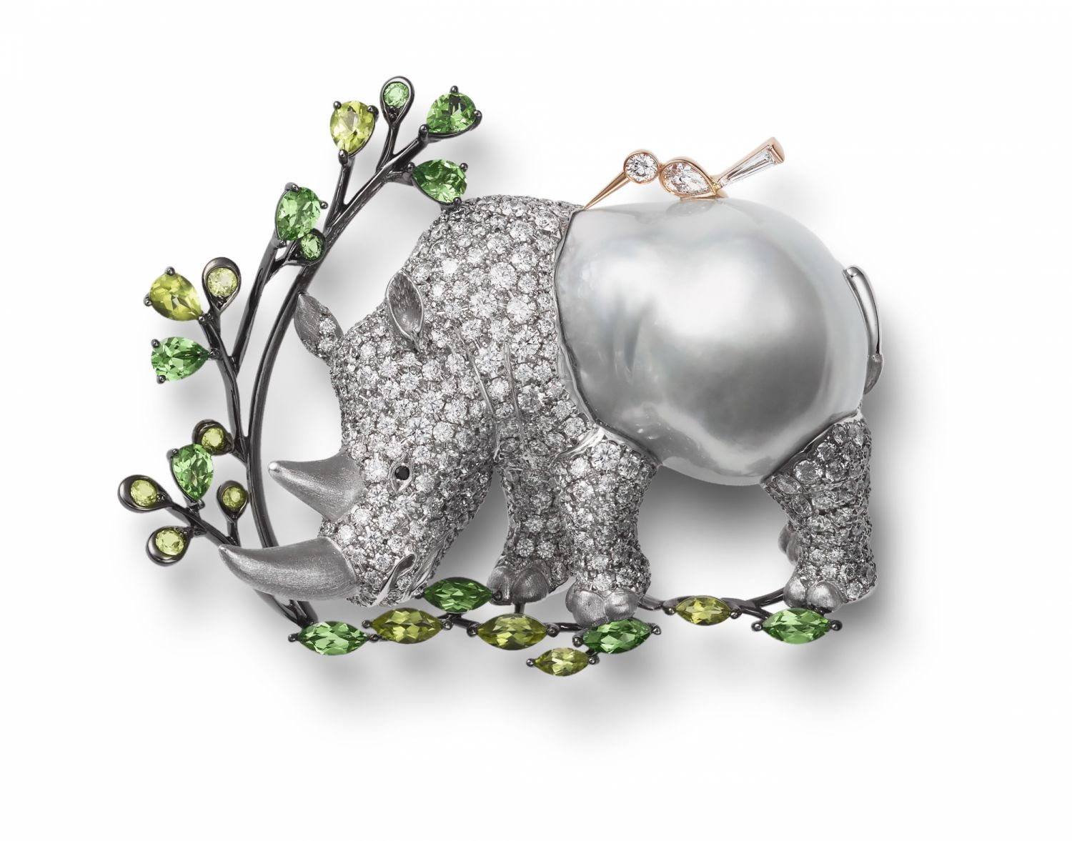 Mikimoto Wild And Wonderful頂級珠寶系列白犀牛造型胸針