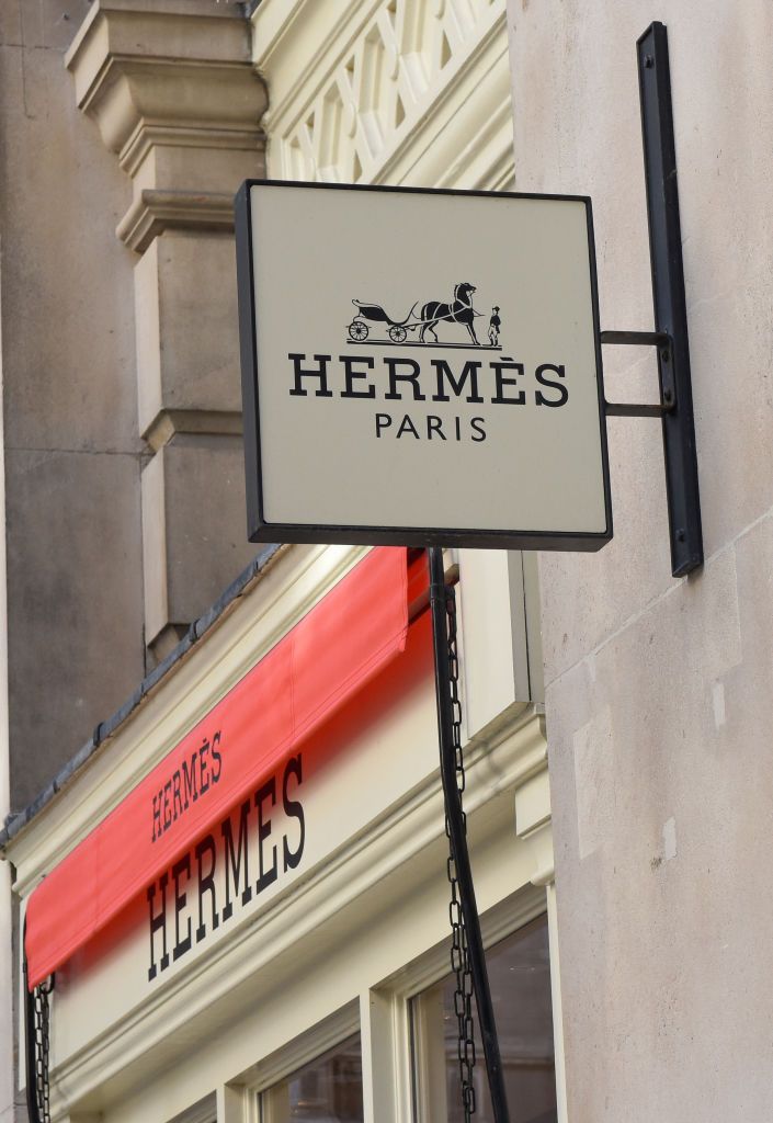 LONDON, UNITED KINGDOM - 2021/03/19: Hermes sign seen in central London, The Royal Exchange shopping centre. (Photo by Petra Figueroa/SOPA Images/LightRocket via Getty Images)