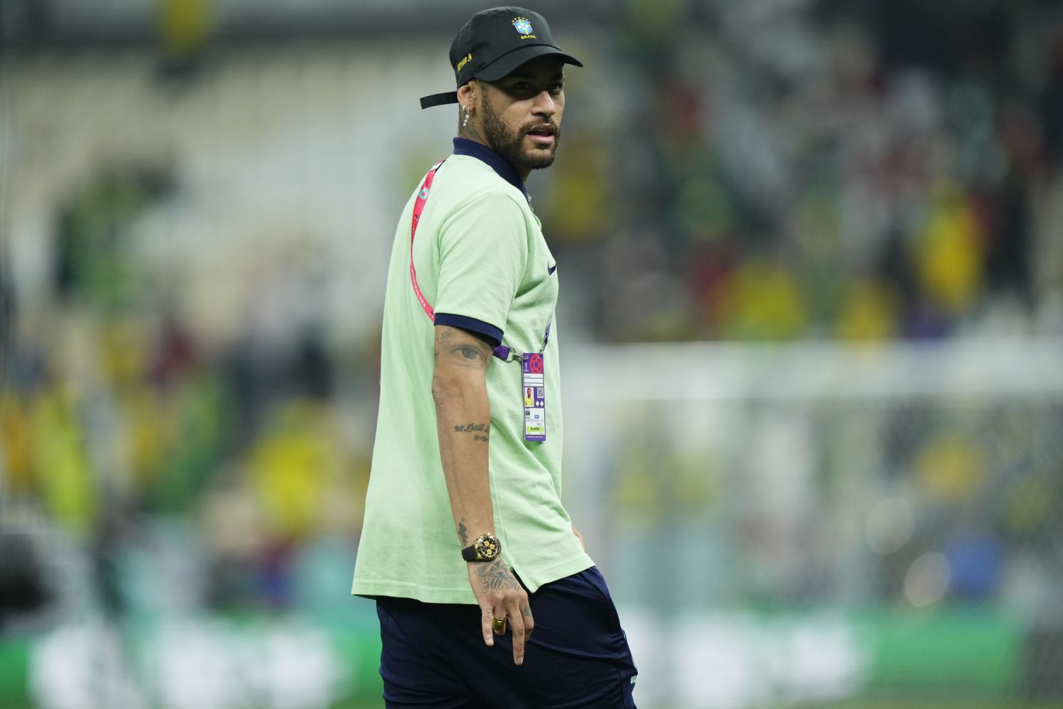 Neymar left winger of Brazil and Paris Saint-Germain after the FIFA World Cup Qatar 2022 Group G match between Cameroon and Brazil at Lusail Stadium on December 2, 2022 in Lusail City, Qatar. (Photo by Jose Breton/Pics Action/NurPhoto via Getty Images)