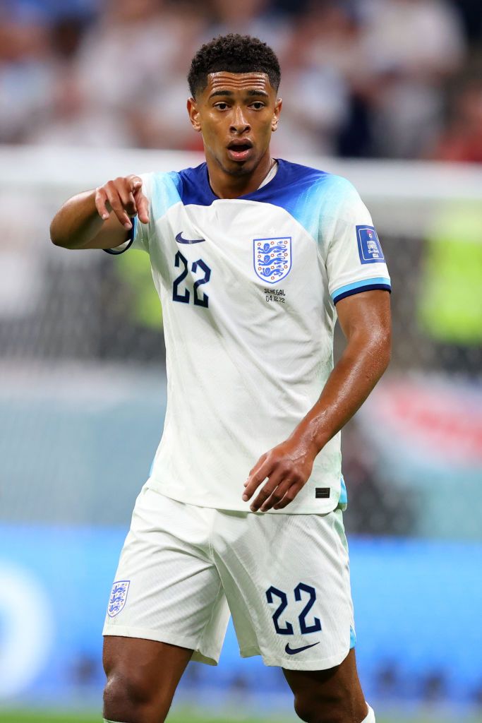 AL KHOR, QATAR - DECEMBER 04: Jude Bellingham of England reacts during the FIFA World Cup Qatar 2022 Round of 16 match between England and Senegal at Al Bayt Stadium on December 04, 2022 in Al Khor, Qatar. (Photo by Stefan Matzke - sampics/Corbis via Getty Images)