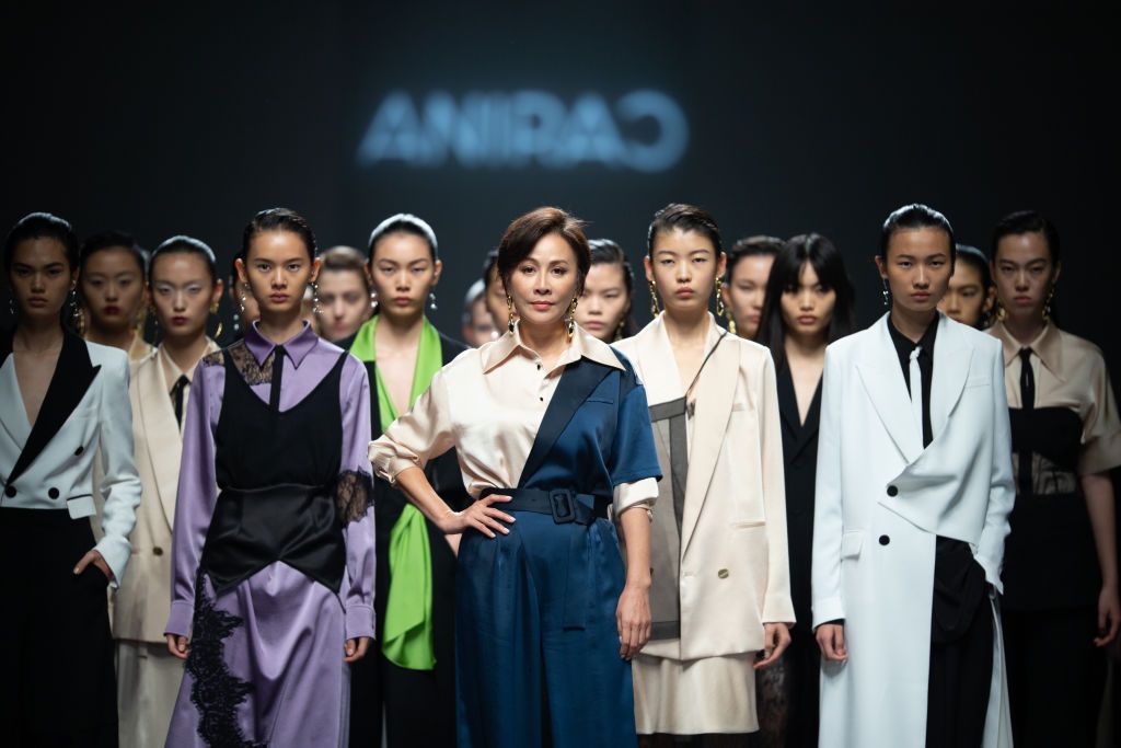 SHANGHAI, CHINA - OCTOBER 10: Actress Carina Lau Kar-ling (C) attends her own brand ANIRAC collection show on day two of Shanghai Fashion Week Spring/Summer 2020 at Taipinghu Park on October 10, 2019 in Shanghai, China. (Photo by VCG/VCG via Getty Images)