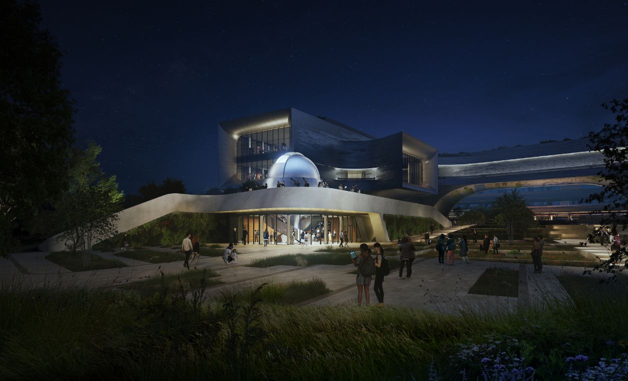 An evening view of the new Singapore Science Centre
