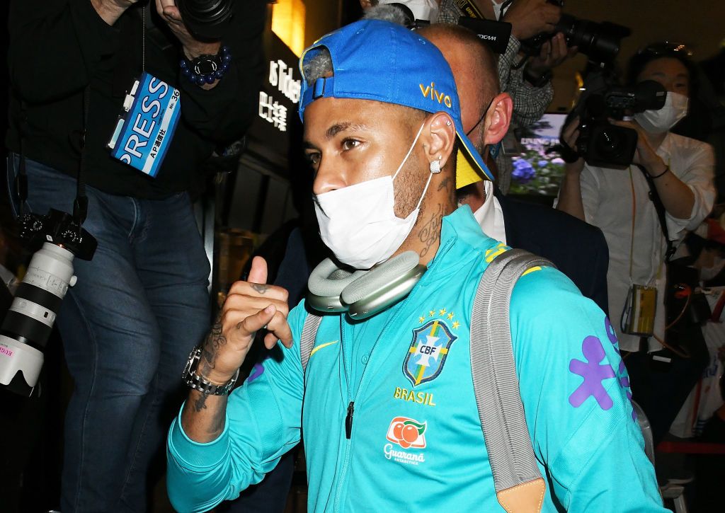 NARITA, JAPAN - JUNE 03: Neymar Jr. of Brazil is seen on arrival at Narita International Airport on June 3, 2022 in Narita, Chiba, Japan. (Photo by Jun Sato/GC Images)