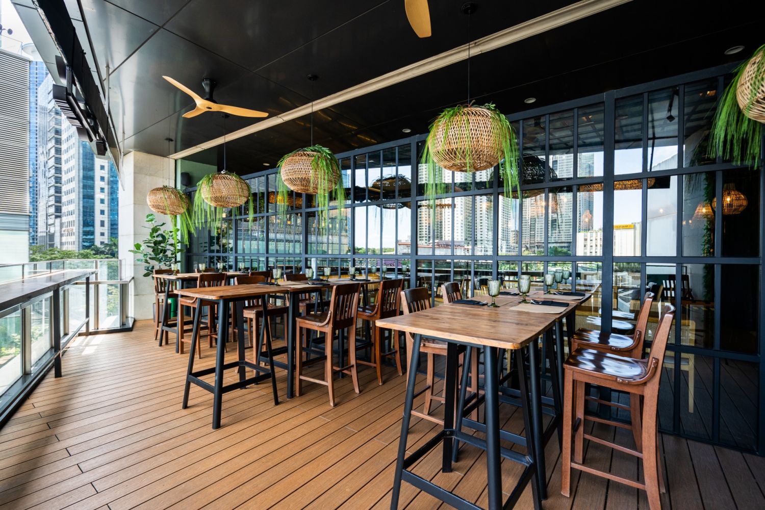 The breezy outdoor dining area at Lore Manila