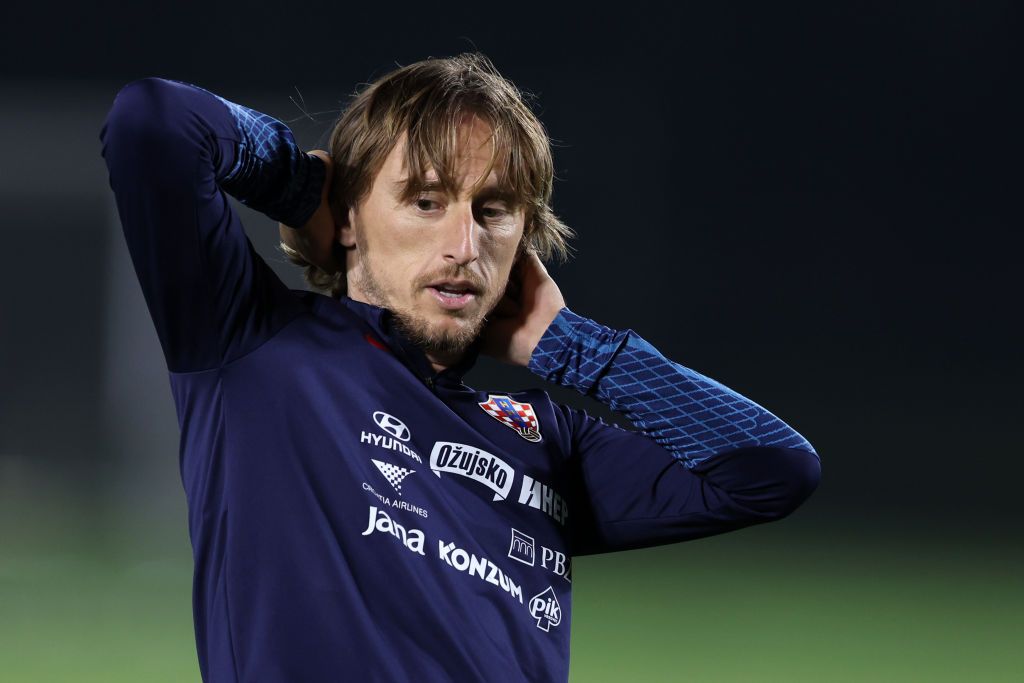 DOHA, QATAR - DECEMBER 11: Luka Modric during the Croatia Team Training Session at Al Erssal Training Site 3 on December 11, 2022 in Doha, Qatar. (Photo by Mohamed Farag/Getty Images)