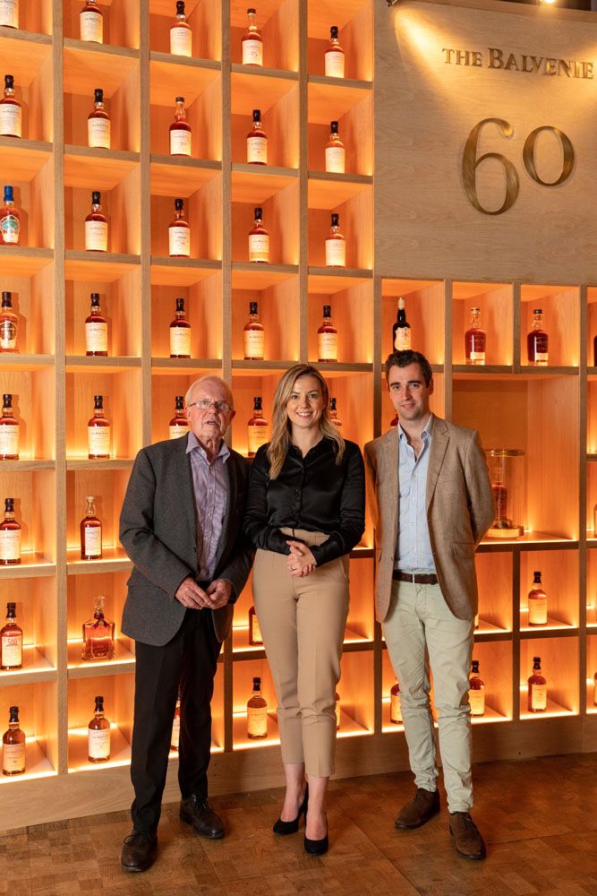 Malt master David C. Stewart MBE, new malt master Kesley McKechnie, global brand ambassador Charles Metcalfe