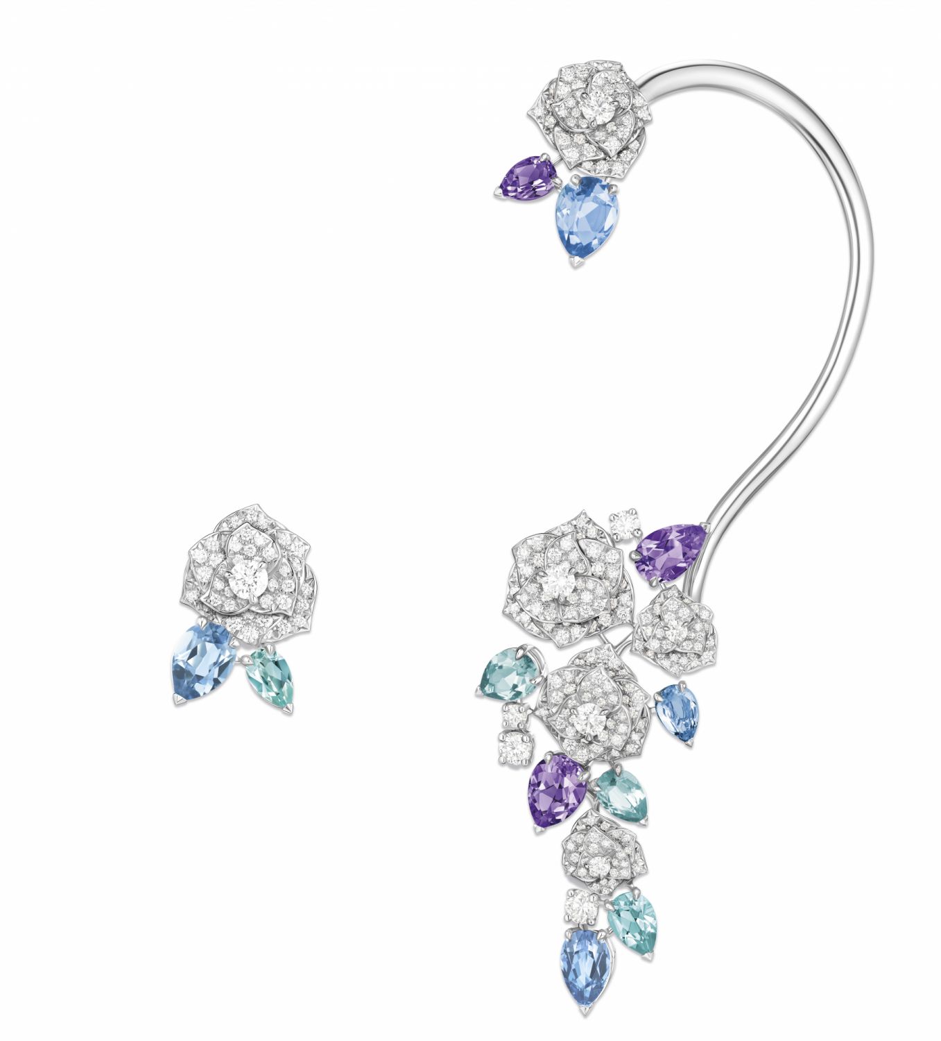Piaget Rose系列海水藍寶石及帕拉伊巴碧璽鑲鑽耳環