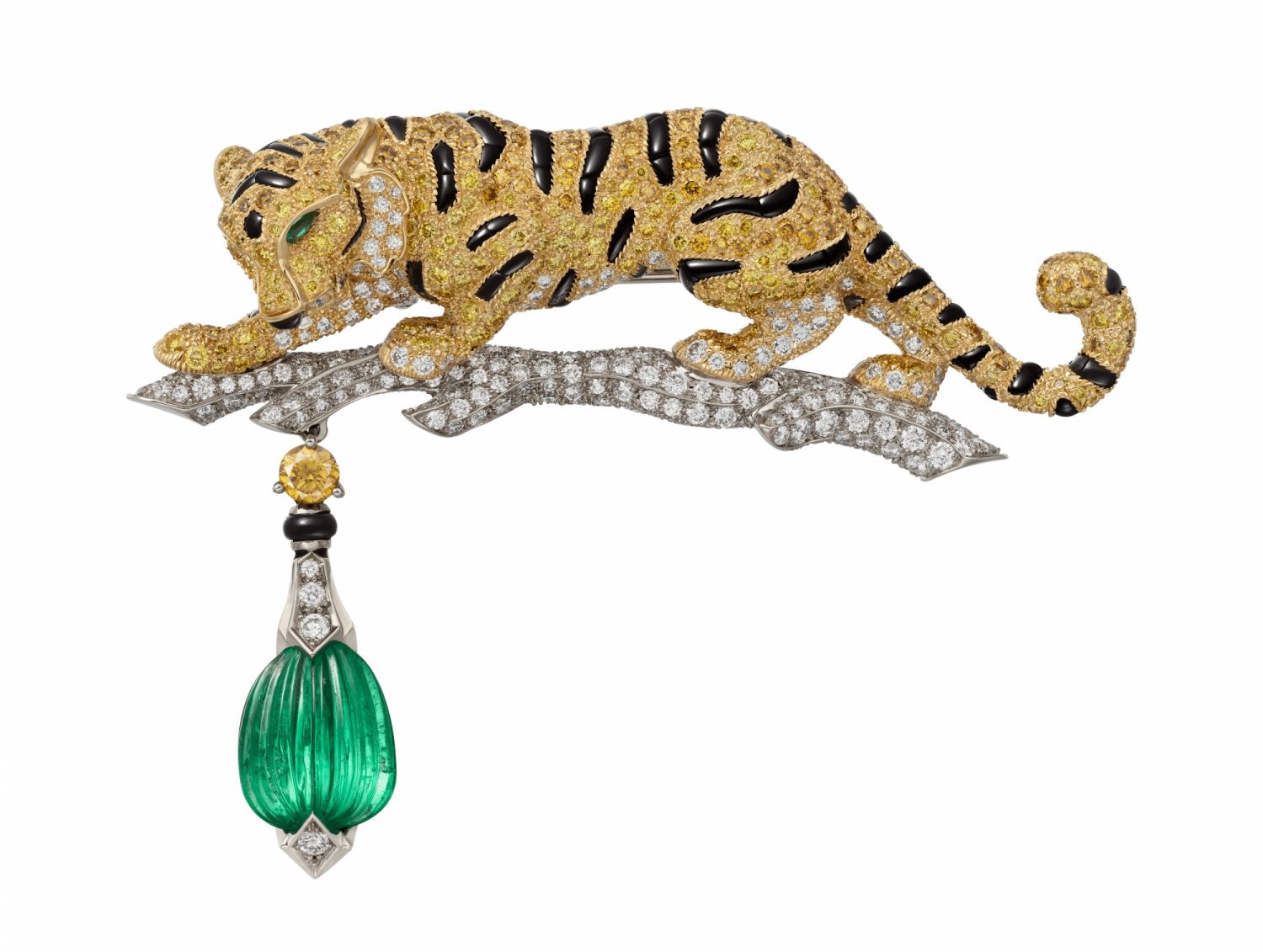 Cartier Tiger Perche祖母綠老虎胸針