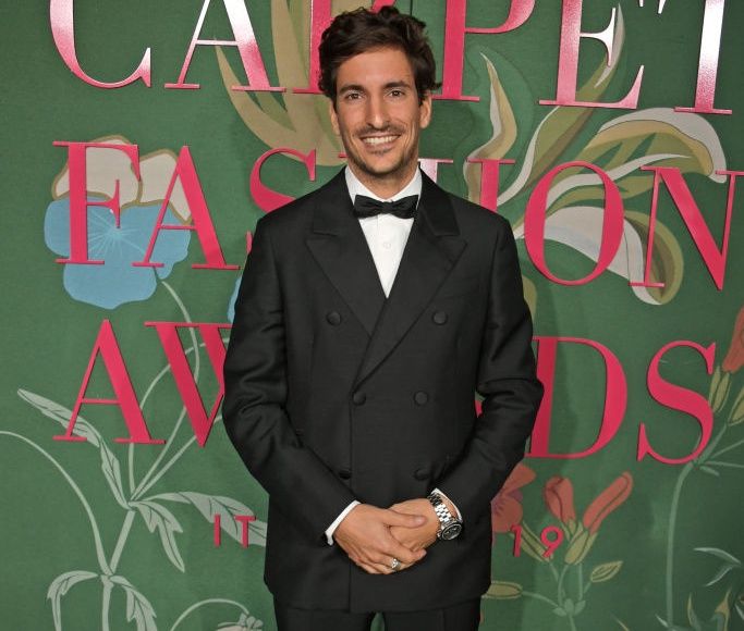 MILAN, ITALY - SEPTEMBER 22: Lorenzo Bertelli poses in the Winners Room at The Green Carpet Fashion Awards, Italia 2019, hosted by CNMI & Eco-Age, at Teatro Alla Scala on September 22, 2019 in Milan, Italy. (Photo by David M. Benett/Dave Benett/Getty Images for Eco-Age Ltd)
