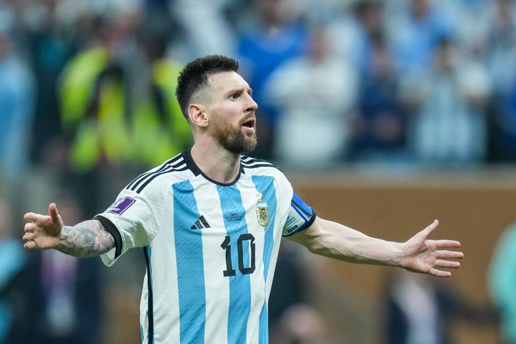 (10) MESSI Lionel of team Argentina action after kick his penalty shot during the FIFA World Cup Qatar 2022 Final match between Argentina and France at Lusail Stadium on December 18, 2022 in Lusail City, Qatar. (Photo by Ayman Aref/NurPhoto via Getty Images)