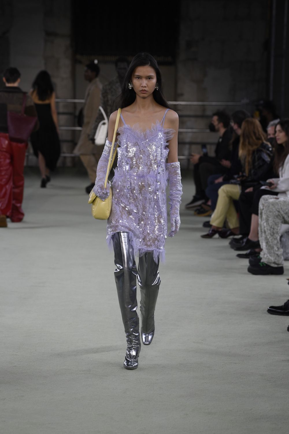 Runway at Bottega Veneta RTW Fall 2022 on February 26, 2022 in Milan (Photo by Giovanni Giannoni/WWD/Penske Media via Getty Images)
